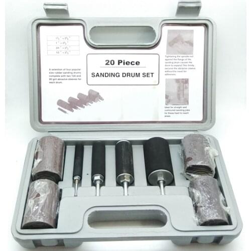 New 20Pcs/set Lengthen Drum Sanding Kit 1/2", 3/4", 1", 1-1/2" Abrasive sleeves drum rubber for Drill press woodworking tool set