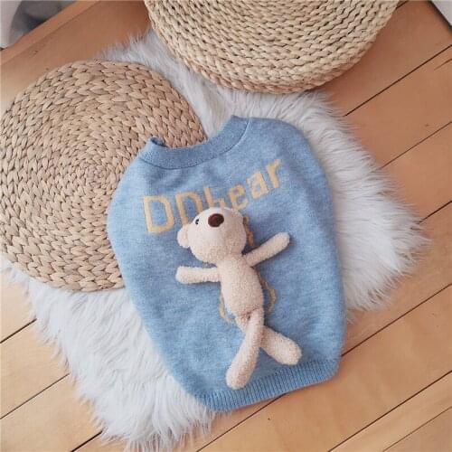 Autumn Winter Pet Dog Warm Clothes for Small Dogs Pets Clothing French Bulldog Fashion Sweater with Bear Doll Pug Costume PC1469