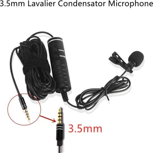 3.5mm Lavalier Condensator Microphone for Phone/SLR Camera/PC used for Recording Music/Live Streaming/Etc Plug and Play