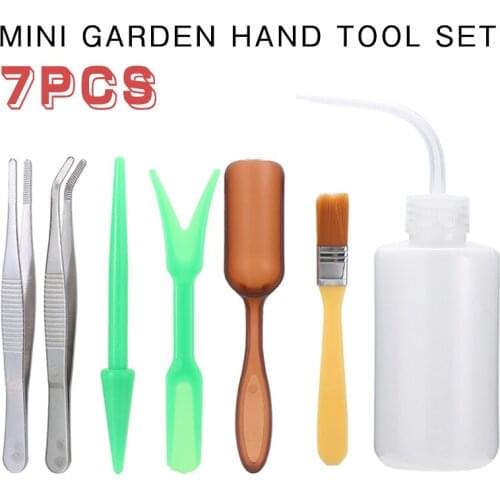 7pcs Succulent Bonsai Plant Seedling Tweezers Kit Durable Garden Hand Tool Set Miniature Planting Tools Accessories