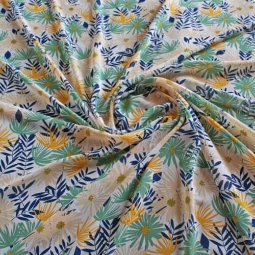 Half meter spring and summer new design flower leaves print chiffon fabric for dress skirt ladys garment material T733