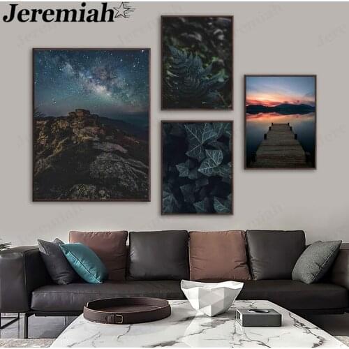 Natural Scenery Canvas Painting Night Scene Stone Poster Wall Art Nordic Home Room Decoration Frameless Picture