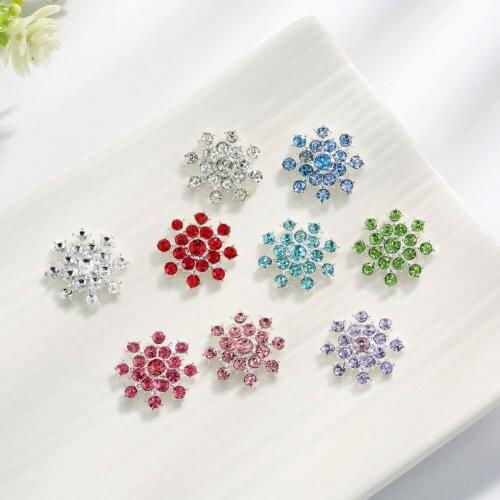 Button Free shipping 22mm flatback rhinestone snowflake for Christmas 10PCS can MIX colors(BTN-5398)