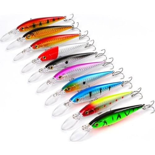 10Pcs Minnow Wobblers Fishing Lures 11cm 10.7g Top Water Fish Bait Swimbait Rattling Pike Bass Fishing Lure Fishing Tackle