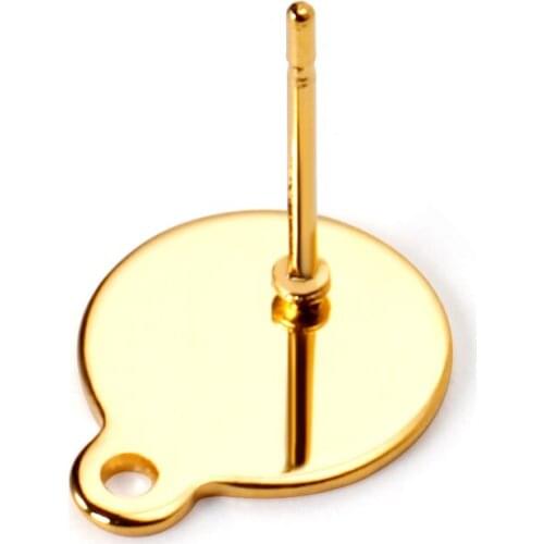 ASON 100Pcs/Lots Ear Studs Earring Accessories Studs Stainless Steel Gold Base Setting Connector For DIY Jewelry Making Supplies