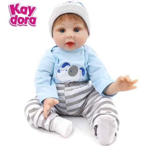 KAYDORA 22 Inch Silicone Reborn Baby Dolls Handmade Blonde Wig Vinyl Lifelike Kids Reborn Babies Boy Toys