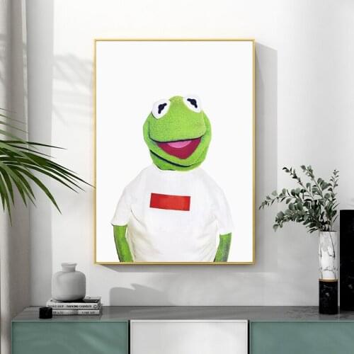 Modern Hot Selling Childrens Fashion Dreamy Decorative Canvas Frog Doll Wall Art Prints Home Art Bedroom Living Room Decoration