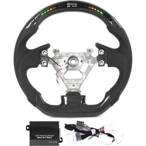 LED Shift Lights Display Steering Wheel Replacement for Infiniti G35 2003 2004 2005 2006 2007 Carbon Fiber Flat Bottom Steering