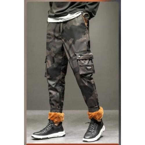Fashion Streetwear Men Jeans Straight Denim Pants Homme Hip Hop Long Trousers Streetwear Green Camouflage Ripped Slim Fit Cargo