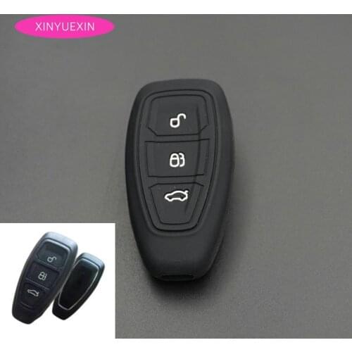 Xinyuexin Silicone Car Key Cover FOB Case For Ford Kuga Focus 3 Ecosport Fiesta Remote Key Case Car-styling Interior Accessories