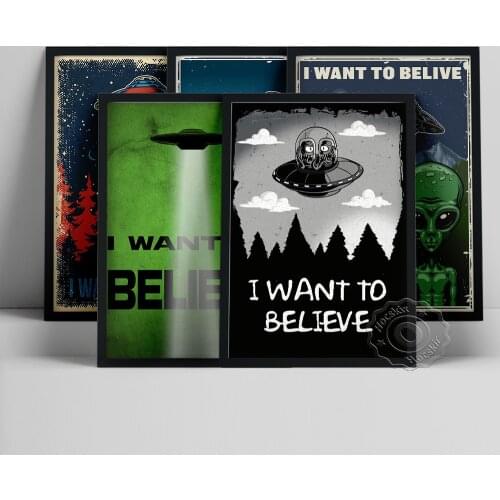 I Want To Believe X File Poster, Science Fiction Film Prints Art, Movie Ufo Wall Art, Living Room Bedroom Home Decor, Fans Gift