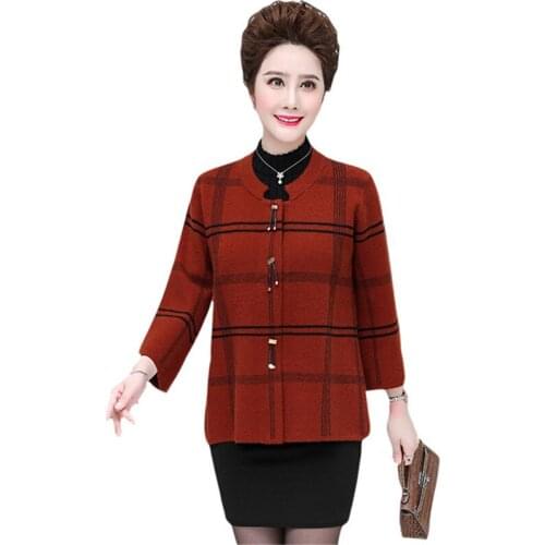 Women Jacket Fashion Knit Sweater Cardigan Autumn Winter Seven-Quarter Sleeve Lattice Casual Jacket lady elegant coat Outerwear