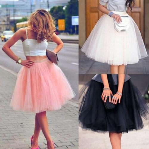 Women Skirts Elegant Ladies Midi Adult Tutu Ball Gown Dancing Wedding White Princess Evening Party Formal Bridemaid Clubwear