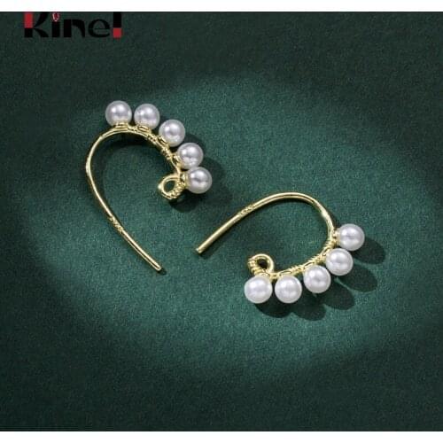 Kinel 2020 Korea New Vintage 925 Sterling Silver 14K Plating Real Gold Pearl Earrings For Women Fashion Temperament Jewelry