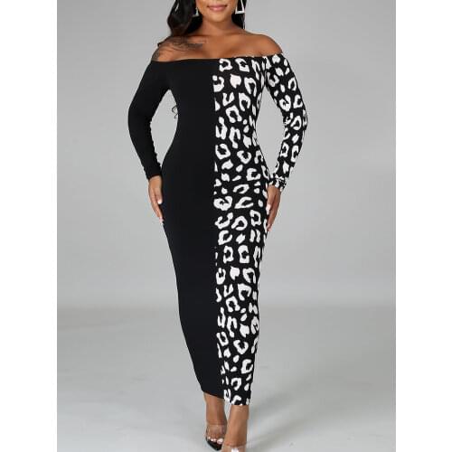 Off Shoulder Black Patchwork Dress Party Club Bandage Dresses Spring Summer Plus Size 4XL 5XL Maxi Retro Robes Bodycon for Women