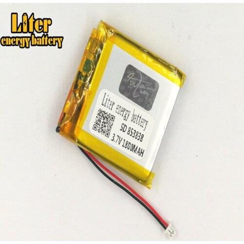 1.25MM 2pin connector 3.7V 853838 1800mah High quality Rechargeable Li-Po Li-polymer Battery