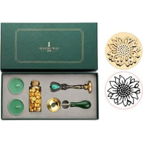 1 Set DIY Envelope Invitation Seal Craft Vintage Sealing Wax Tablet Beads Candle Detachable Spoon Stamp Set With Storage Box Kit
