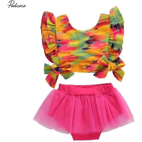 2020 0-12M Summer Lovely Infant Baby Girls Clothes Sets Ruffles Short Sleeve Camouflage Print T Shirts Tops+Shorts