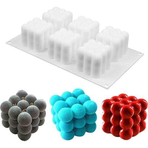3D cube Cherry Silicone Mould for Baking Mousse Cakes Square Bubble DIY Brownie Dessert Molds Cake Tray