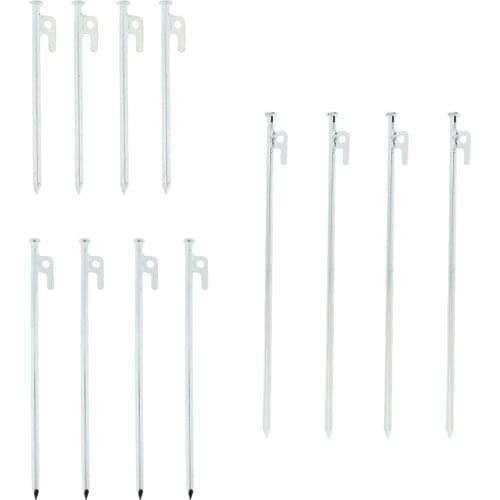 4Pcs Stainless Steel Tent Stakes Garden Gazebo Camping Ground Peg Hooks Pack