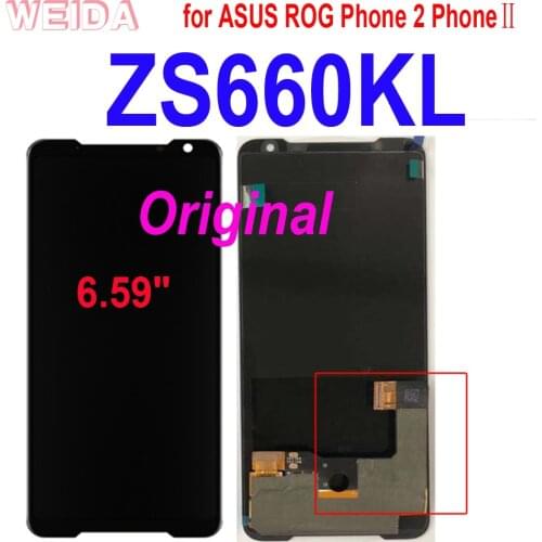 6.59" Original ZS660KL LCD for ASUS ROG Phone 2 Phone2 PhoneⅡ ZS660KL LCD Display Touch Screen Digitizer Assembly with Frame