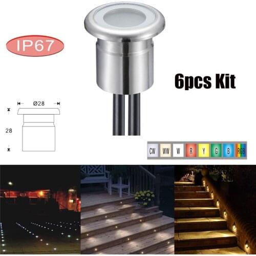 6pcs/Lots Round Stainless Steel Modern Outdoor Floor Lamp LED Recessed LED Inground Garden Lighting IP67 DC12V 0.8W