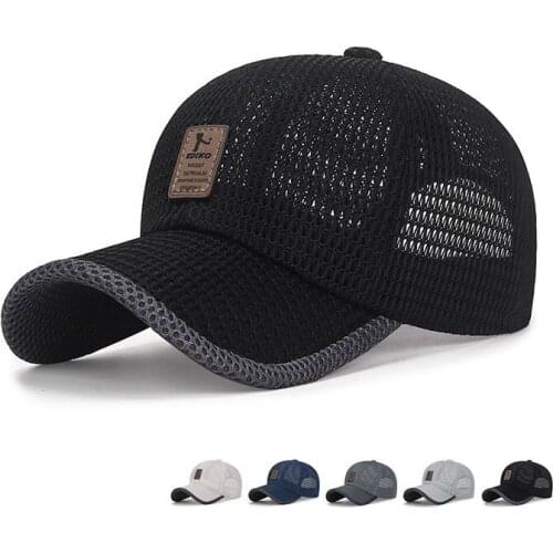 2021 The NEW Fashion Summer Unisex Male Fishing Baseball Caps Female Mesh bBreathable Snapback Hats Black Casual Sport Cap