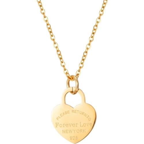 Fashion Luxury One Piece Heart Pendant Necklace For Women Ladies Girls Stainless Steel Necklaces Chains Fine Jewelry Gifts