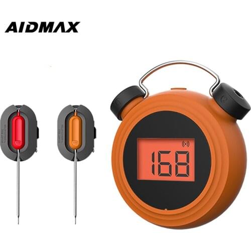 AidMax MiniClock Digital Thermometer For Oven Smoker Candy Liquid Kitchen Cooking Grilling Meat BBQ Thermometer and Timer