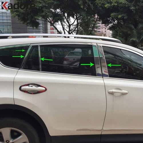 For Toyota RAV4 RAV 4 2013-2017 Stainless Steel Car Window B pillar Trim Decorative Sticker Car Accessories 2014 2015 2016