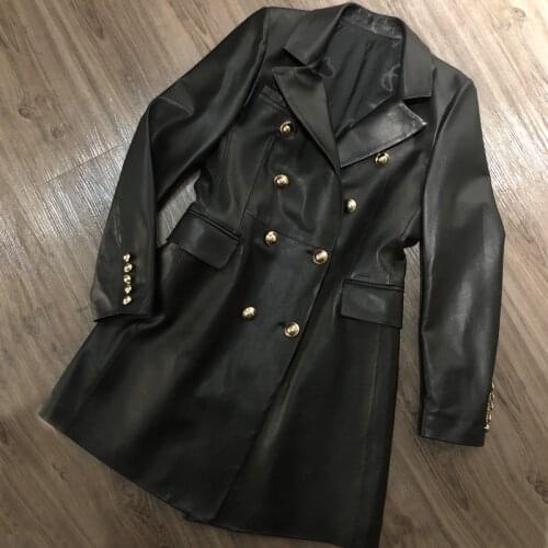 Genuine sheep leather blazer long women real sheep leather blazer