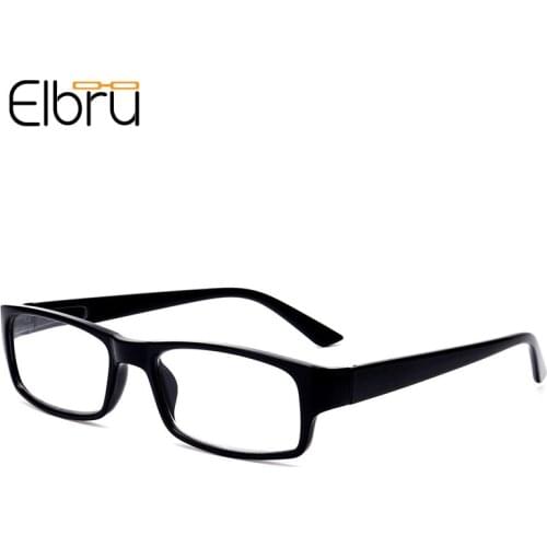 Elbru Vintage Women Men Square Reading Glasses Simple Fashion Black Ultralight TR90 Resin Presbyopic Eyeglasses +1.0 +3.25 +4.0
