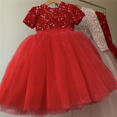 Girls Elegant Princess Dress Sequin Pageant Evening Communion Formal Party Tutu Ball Gown Kids Children Birthday Wedding Costume