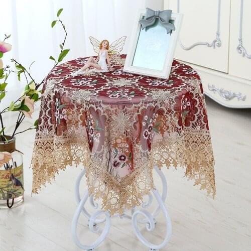 European High Grade Embroidered Lace Tablecloth Dust-proof Coffee Dining Table Cover Jacquard Wedding Cut-out Luxury Table Cloth