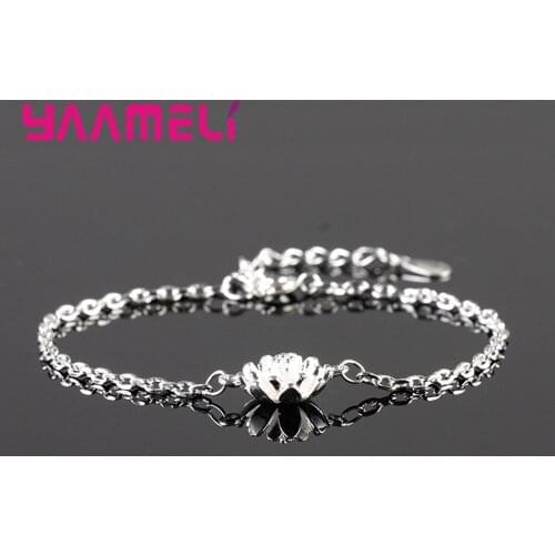 Hot Selling Lovely Shape Bracelet With White Gold/ Gold Color Lotus Pendant Top Design Female Jewelry For Wife/Daughter/Friend
