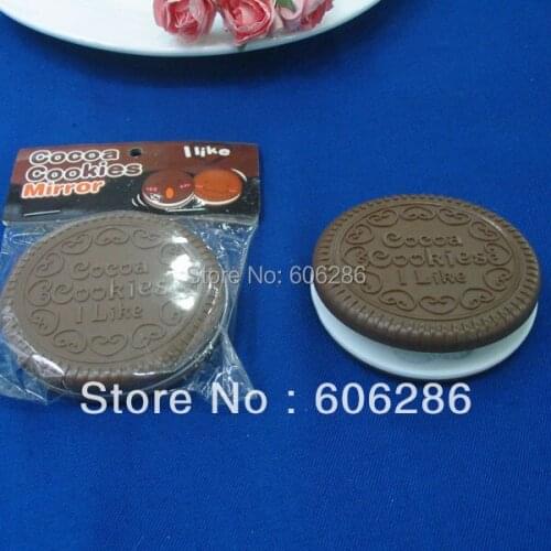 300pcs/lot cute Chocolate cookie make up Mirror / pocket cosmetic mirror with comb for Event & Party Souvenirs