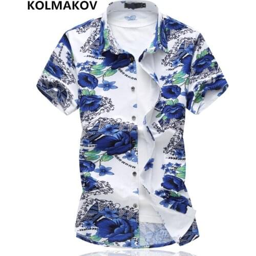 2019 New Arrival Men Shirts Casual Short Sleeved Mans Shirt Elastic Designer Mens Clothing Summer Floral Printed Shirt M-6XL