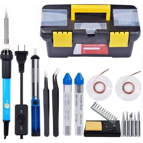 Adjustable Temperature Soldering Iron Kits Electronic 60W solder welding wires Soldering Iron Tips with Portable Toolbox solder