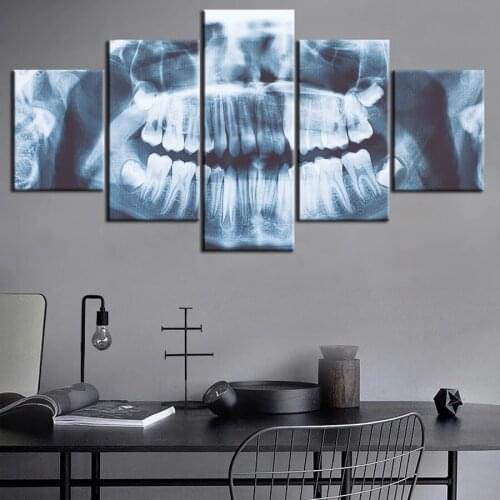 Wall Art 5 piece canvas x-ray Teeth dental picture Canvas picture painting room decor print poster wall art For Dentist Gift