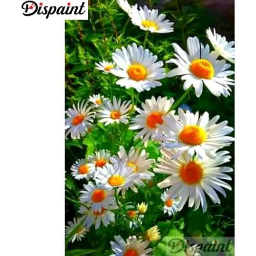 Dispaint Full Square/Round Drill 5D DIY Diamond Painting "White flower" Embroidery Cross Stitch 3D Home Decor A12484