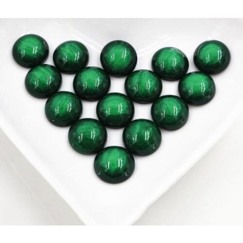 New Fashion 40pcs 12mm Green Colors Stylish Brushed Style Flat back Resin Cabochons Cameo-V5-06