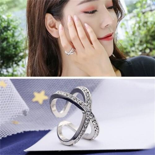Newest Design X Shape Cross Ring Female Fashion Micro Paved CZ Crystal Rings Infinity Sign Women Rings For Party