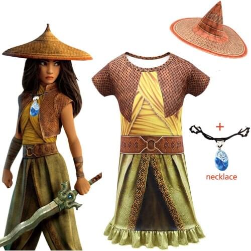 2021 Newest Movie Performance clothing Kid Cosplay Legend Halloween Costume Raya Bodysuit Fancy Set Children Performance Costume