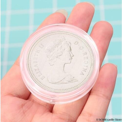 OOTDTY 38.6mm Clear Round Acrylic Coin Capsule Storage Box Holder Case For Silver 2 oz for coin drawers/ refill sleeves
