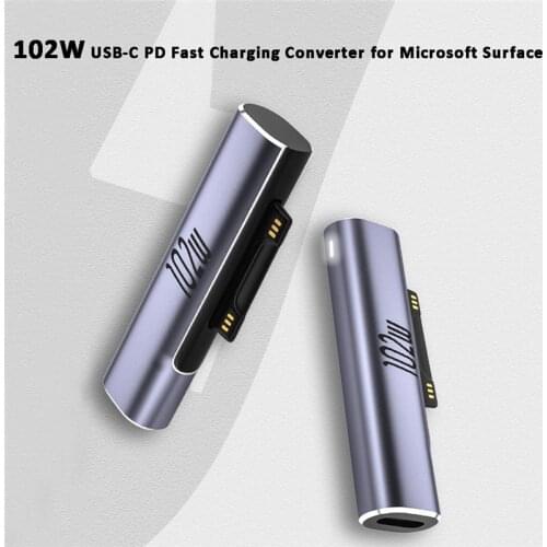 65W USB Type C PD Fast Charging Plug Converter for Microsoft Surface Pro 3 4 5 6 Go USB-C Female Adapter For Surface Book 1 2