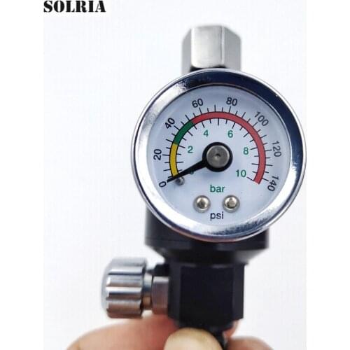 Spray Gun Regulator 0-140 PSI Air Pressure Adjustment Regulator Rail Pressure Gauge Spray Gun Regulator Gun Pressure Gauge/Part