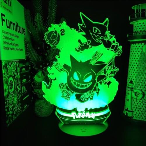 Pokemon 3D Night Light Gengar Haunter Gastly Manga Lampara Takara Tomy Lights LED Lamp Neon Lampe Decoration Cartoon Game Lamps