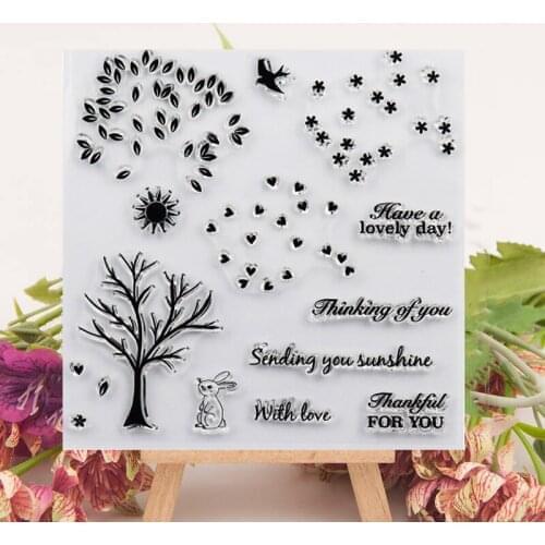 Dolce Vita Tree Bird Clear Stamps Rabbit Love Word Stamp Silicone Transparent Stamp for Scrapbooking DIY paper card making