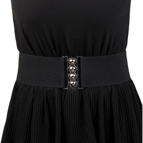 Fashion Dress Belts for Women Simple Waist Elastic Ladies Band Round Buckle Decoration Coat Sweater Party Belt Girdle Belt Gift