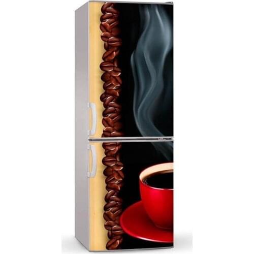 3D Hot Morning Coffee SelfAdhesive Dishwasher Refrigerator Freeze Sticker Kids Art Fridge Door Cover Wallpaper